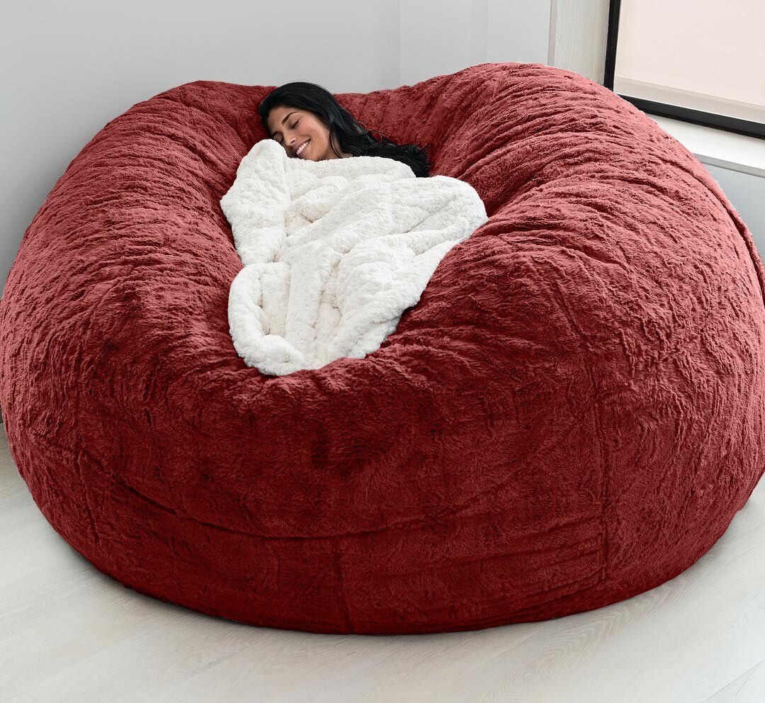 Microsuede 5/6FT Foam Giant Bean Bag Memory Living Room Chair Lazy Sofa  Cover